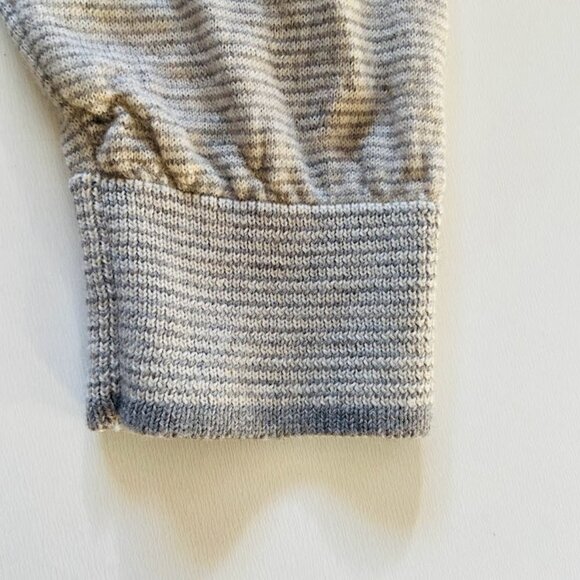 John W. Nordstrom Sweater 1/4 Zip Italian Merino Wool Stipe Grey Lightweight Med - Picture 5 of 8
